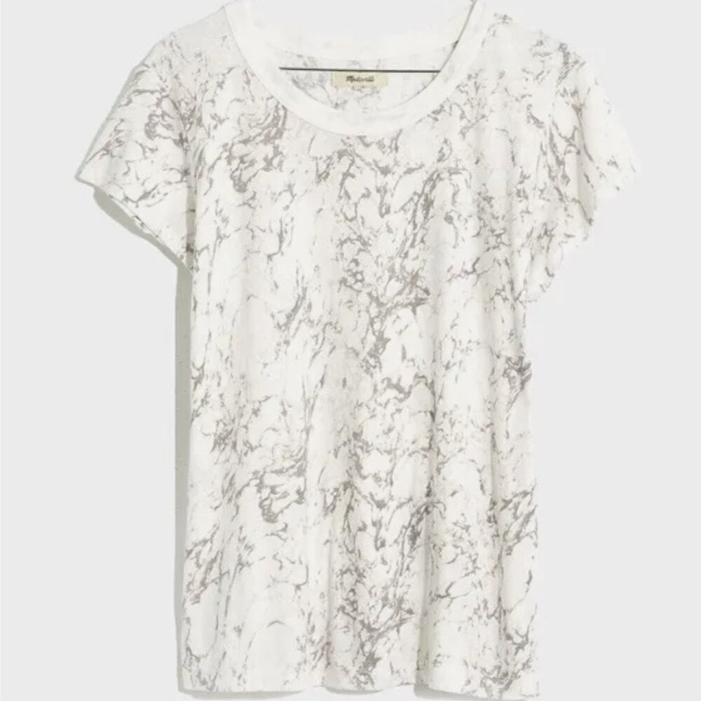 NWT MADEWELL Women's White Marble Perfect Vintage T-shirt Sz Small